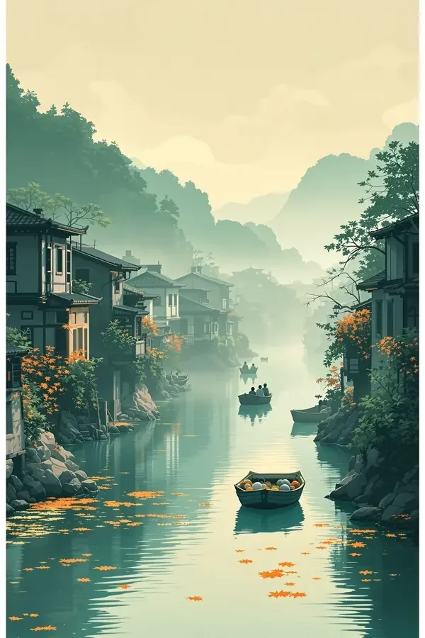 古镇的清晨海报