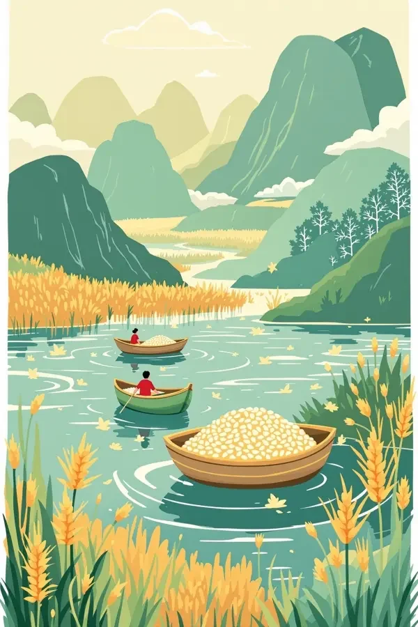 小船运米去海报