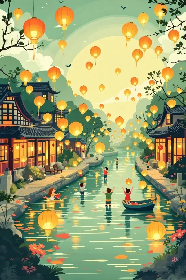 放河灯海报