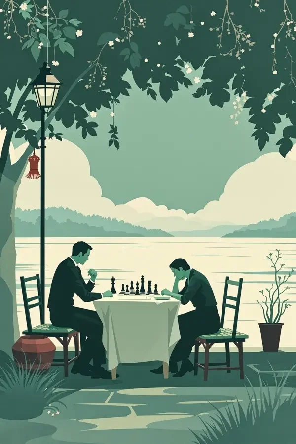 江边棋摊海报