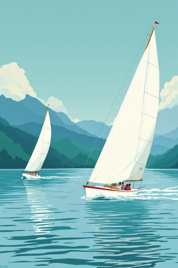 帆船江上海报